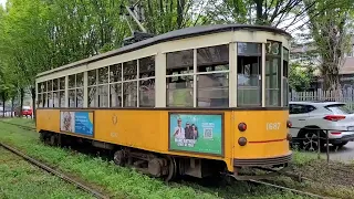 Milano: Via Eduardo Bassini. Tram nr. 1687, route 33