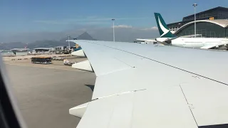 Cathay Pacific Boeing 777-300ER Pushback and Engine Startup at Hong Kong