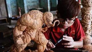 Carving VENOM out of Wood - ingenious Woodworking Skill Technique