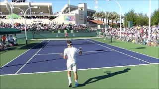 Roger Federer Practice Match - Court Level View