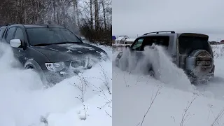 Pajero 4 против L200 по глубокому снегу или как засадить внедорожники