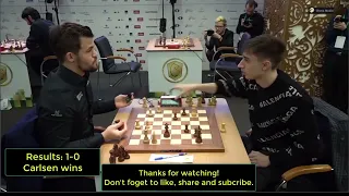 Magnus Carlsen Vs Daniil Dubov - World Blitz Chess Championship 2019 Round 16