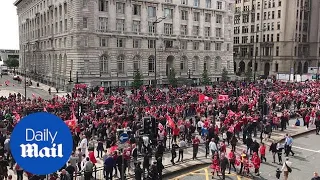 Liverpool fans gather in city centre ahead of victory parade