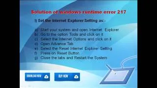 Steps to fix windows runtime error 217