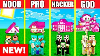 GIRL PINK HOUSE BUILD CHALLENGE - Minecraft Battle: NOOB vs PRO vs HACKER vs GOD / Animation ALEX