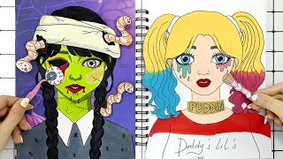 【🐾paper diy🐾】Paper Diy Makeup 🤢 Zombie Makeup vs Harley Quinn Makeup | Super Diy Paper
