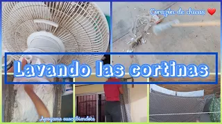 Barri el patio y lave mis cortinas y ventilador 😃 #lavado #limpiezarapida #vlogmexico
