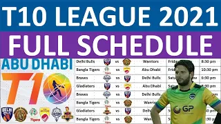 Abu Dhabi T10 League 2021 time and Full Schedule | t10 league 2021 | t10 schedule | aaa facts info