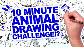 HOW MANY ANIMALS CAN I DRAW IN 10MIN?! | Ten Minute Art Challenge