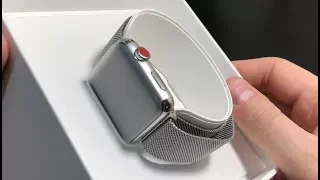 Apple Watch Series 3 LTE стальные С КРАСНОЙ КНОПОЧКОЙ