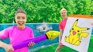 GIANT 3 Marker Board Game Challenge Sis Vs Bro (PRANK to Capture Pond Monster)