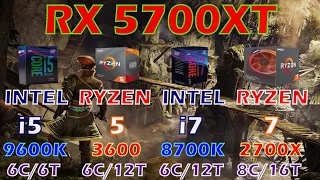 RYZEN5 3600 vs INTEL i5 9600K vs RYZEN7 2700X vs INTEL i7 8700K | GPU- RX 5700XT @ 8GB|