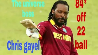 chris Gayel on fire  in T10|84* off 22 balls