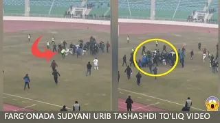 SUDYA TALPADA QOLDI FARG'ONA, O'ZBEK FUTBOLI HAKAMINI URIB TASHLASHDI TULIQ VIDEO