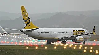 Rainy Afternoon Planespotting at Kraków Airport | Stunning Water Spray Departures!✈️🎥🌧️