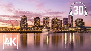 Docklands Sunset Walk Melbourne | 4K | 3D Binaural Audio