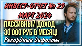 💸Пассивный доход 30 тысяч рублей в месяц! Инвест-отчет №29 | Рекордные дефолты | Высокий кэшфлоу