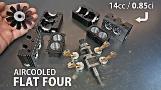 Miniature Flat FOUR Nitro Engine - Assembling & Testing!