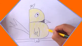 How to turn Letter "B" into a Cartoon BIRD Video | Fun with Alphabets Drawing for kids