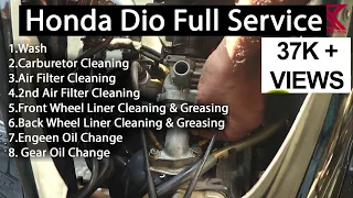 Honda Dio Full Service | washing | Filter Clean | Engine Oil Change | Gear oil Change