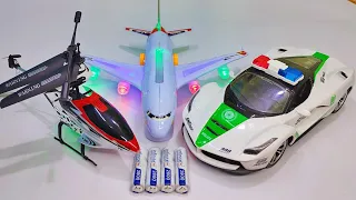 3D Lights Airbus A380 and Rc Police Car and HX708 Rc Helicopter | airbus a38O | helicopter | rc car
