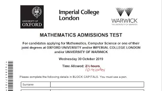 MAT (Oxford Maths Admissions Test) 2019 in 10 minutes or less