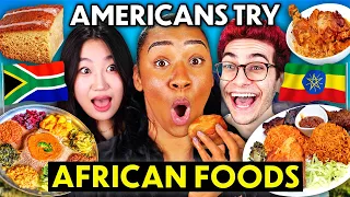 Americans Try African Food For The First Time! (Jollof Rice, Peri Peri Chicken, Injera)