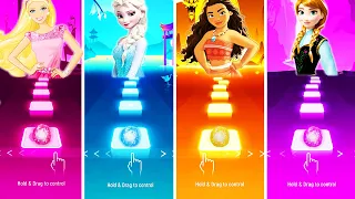 Barbie vs Elsa vs Moana vs Anna But In Tiles Hop EDM Rush!