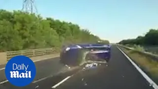 Road rage driver flips his car three times after going over 100mph