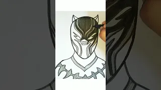 How to Draw Black Panther | Black Panther: Wakanda Forever Drawing #shorts #ytshorts