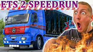 ETS 2 Speedrun: MERCEDES Benz V8 im UNWETTER! NEUSTART kurz vor dem Ziel - Euro Truck Simulator 2