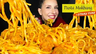 Pasta with Country Style Sausages 🍲 | Mukbang + Story Time | Greek Talking + English Subtitles