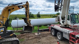 Giant Cranes and Excavators! - Moving Our New Huge Propane Tank Onto the Farm