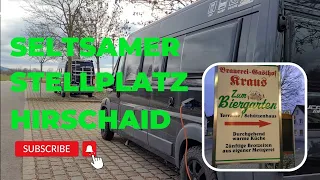 Mit dem Wohnmobil  auf einem seltsamen  Wohnmobilstellplatz in Hirschaid