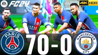 EA FC 24- MESSI RONALDO NEYMAR MBAPPE & HAALAND ! ALL STARS ! PSG 66-0 MAN CITY ! UCL FINAL !PS5