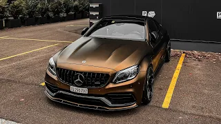 AMG C63s Coupé wrapped in "Matt Bond Gold" from PWF | Walkaround | Details | Interior