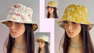 💖 Beautiful Summer bucket hat cutting and sewing | DIY Fabric Hats | Reversible Bucket Hat | Sun Hat