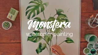 Monstera plant | watercolor painting tutorial