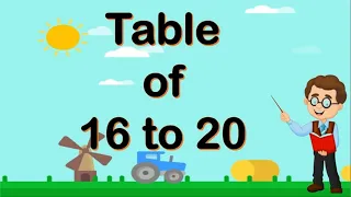 Table of 16 to 20 | rhythmic table of 16 to 20 | multiplication table of 16 to 20 #jiyupihu