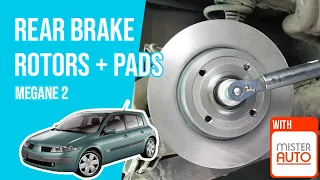 How to replace the rear brake discs and pads Megane mk2 🚗