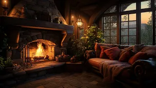 Relaxing Rain And Fire Sounds Relaxing Soothing Meditation 🔥 Fall Asleep Fast & Easy On Rainy Day