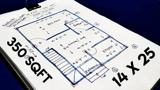 14 x 25 small house design II 14 X 25 GHAR KA NAKSHA II 350 SQFT HOUSE PLAN