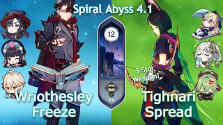 C1 Wriothesley Freeze x C0 Tighnari Spread - Spiral Abyss 4.1 | Floor 12 | Genshin Impact
