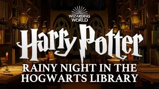 Rainy Night In The Hogwarts Library | Harry Potter Music & Ambience ☔️