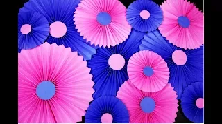 Party decorations with paper Rosettes / Paper Fan || How to make Paper Fan || Hand Fan ||Craftastic