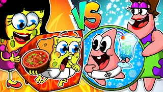 [Animation] 🔥HOT Vs ❄COLD BABY Pregnant Mukbang - Spongebob Animation Cartoon Mukbang