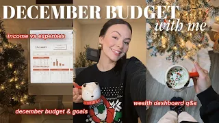 december *budget* with me 🎄 | income vs expenses, december financial goals, wealth dashboard q&a