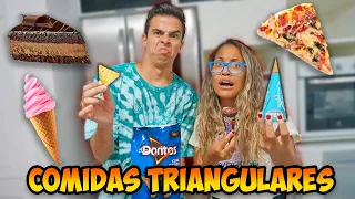 UM DIA INTEIRO SÓ COMENDO COMIDAS TRIANGULARES!