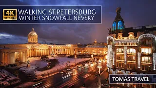 WALKING ST.PETERSBURG WINTER SNOWFALL NEVSKY 4K - ПРОГУЛКА САНКТ-ПЕТЕРБУРГ ЗИМА СНЕГОПАД НЕВСКИЙ