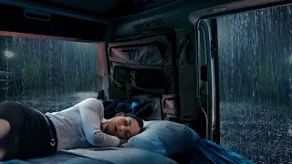 Rain Sounds for Sleeping by a Camping Car Window - A Night Thunderstorm for Deep Sleep and Insomnia
